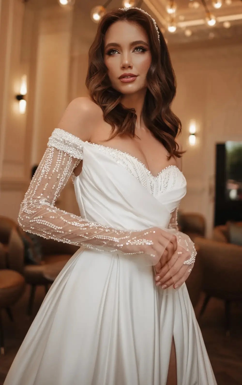 Model wearing a bridal gown